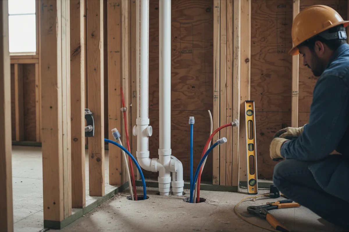 Drain and supply rough-in during Sump Pump Repair in Mina